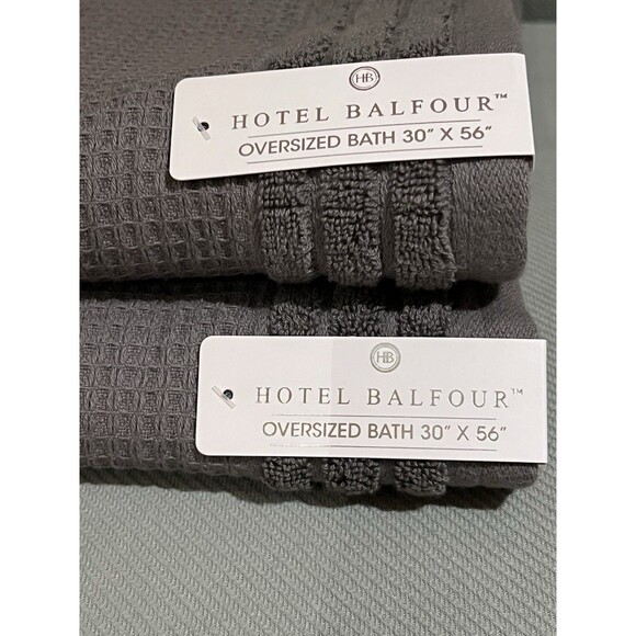 Hotel Balfour Towels BATH HAND WASHCLOTH Terry Cotton GRAY WAFFLE WEAVE 9 Piece - Picture 3 of 10